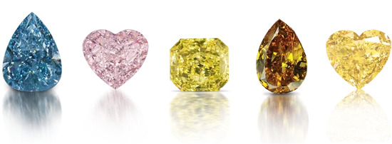 Three different colored diamonds are shown in a row.