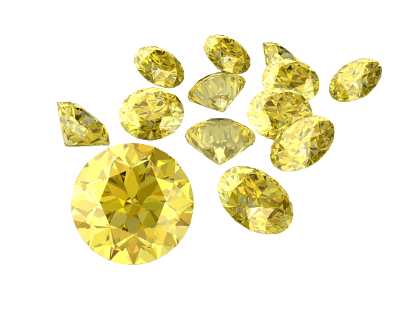 A group of yellow diamonds on black background.